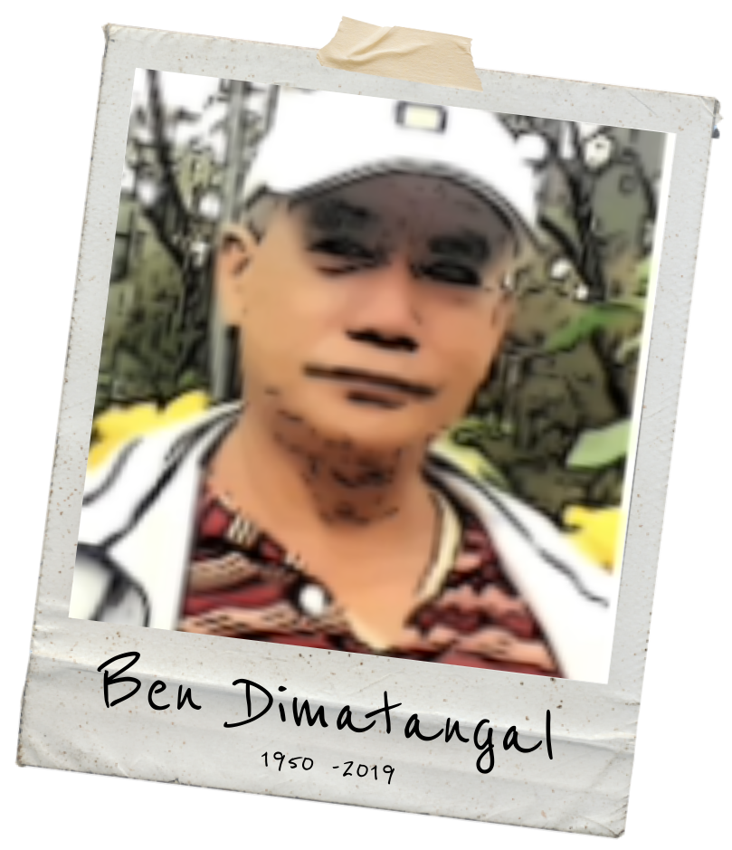 A polaroid picture of a man named ben dimatangal