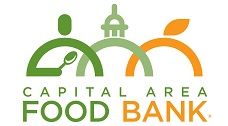 The logo for the capital area food bank is green and orange.