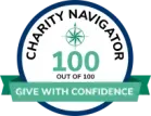 The logo for the charity navigator 100 out of 100 give with confidence.