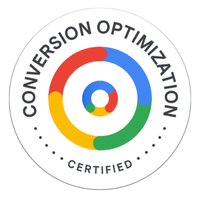 Conversion Optimization Certified circular badge with red, blue, yellow, and green rings