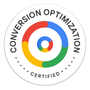 Conversion Optimization Certified circular badge with red, blue, yellow, and green rings