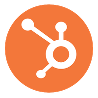 Orange circle with white HubSpot-style sprocket logo