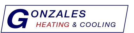 Logo for Gonzales Heating & Cooling.  A navy blue 