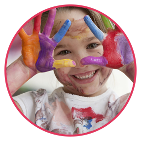 child with painted palm