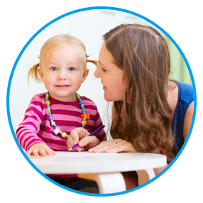 child with daycare teacher 