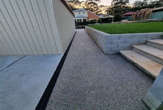 Exposed aggregate concrete installed in a pathway for a residential property in Mandurah WA.
