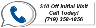 A sign that says $ 10 off initial visit call today