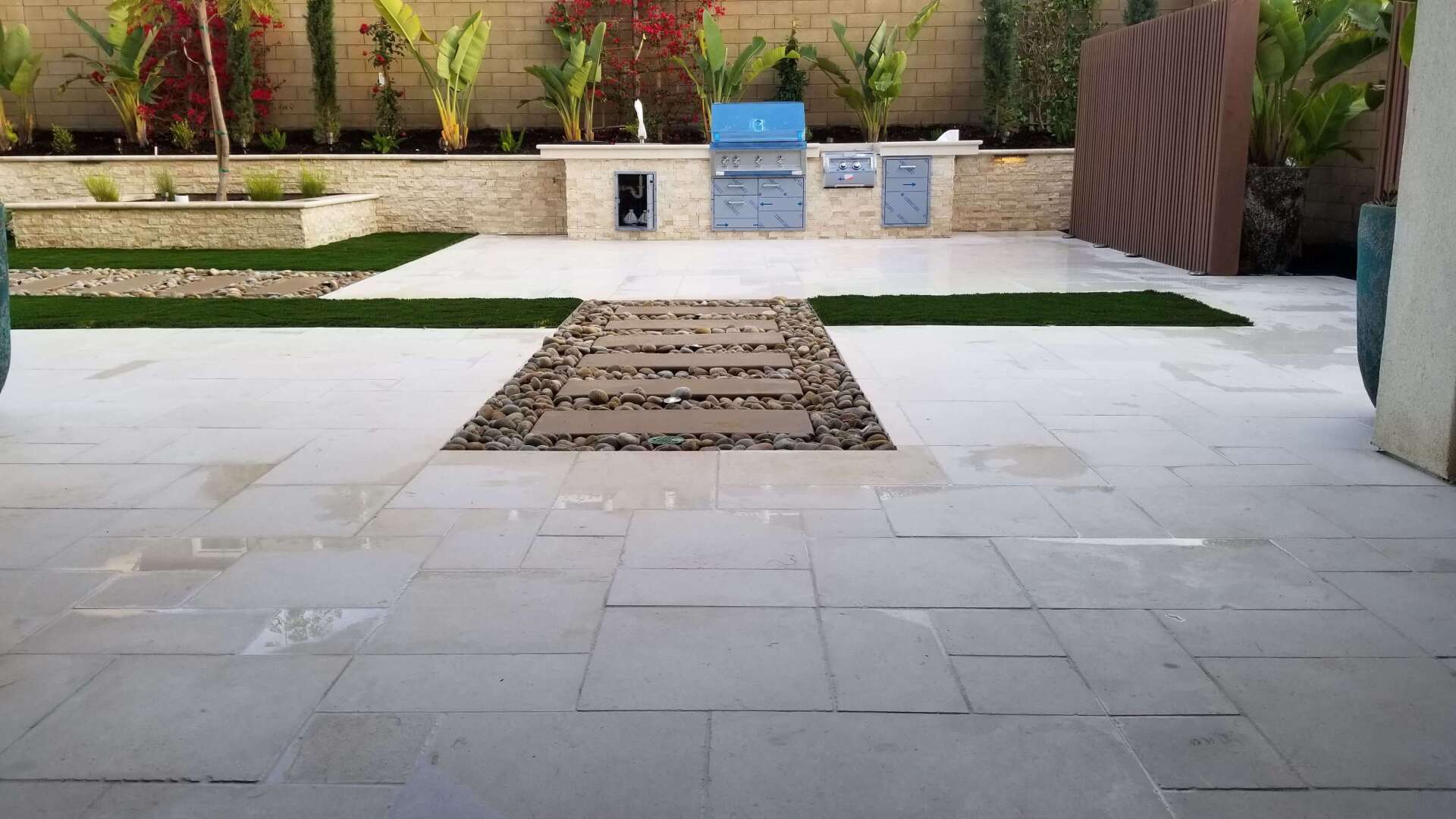 new landscape design in backyard