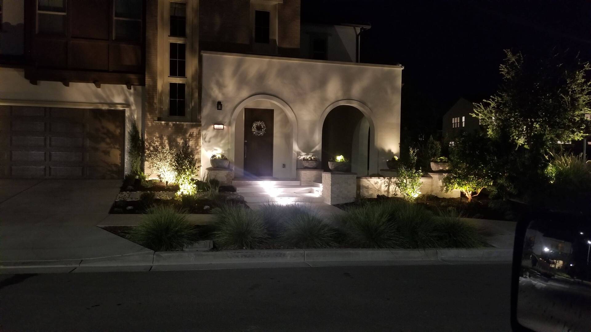 newly installed outdoors lighting in Orange County
