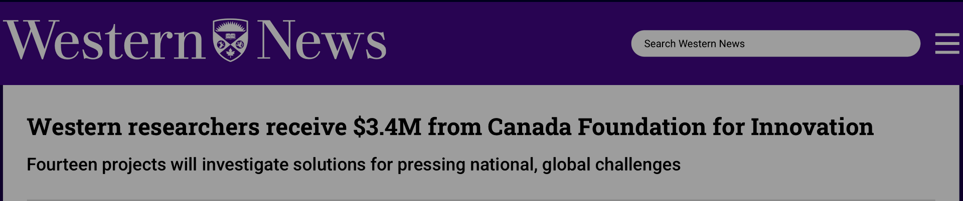 Western News website: Researchers receive funding from the Canada Foundation for Innovation.