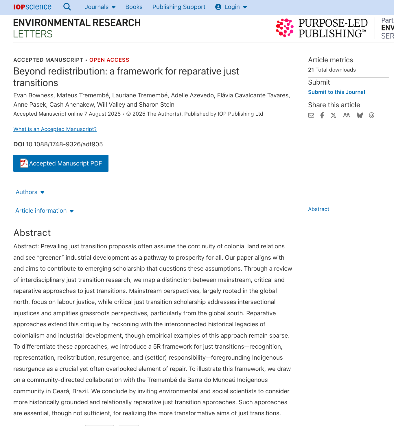 Screenshot of a scientific paper on environmental research titled