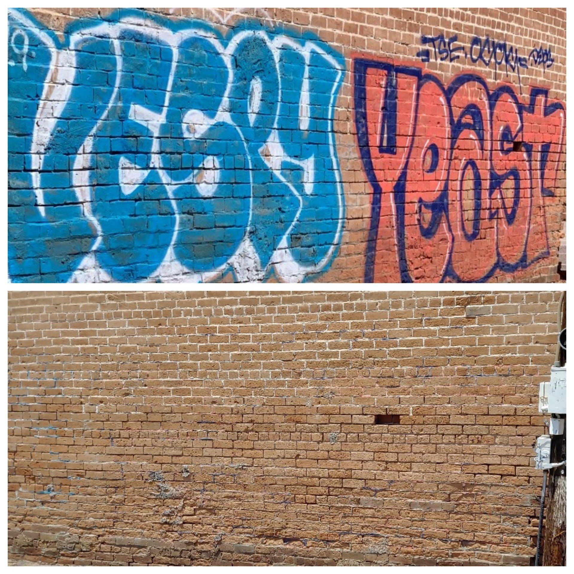 Before and After Removal of Graffiti — Phoenix, AZ — Ace Sandblasting