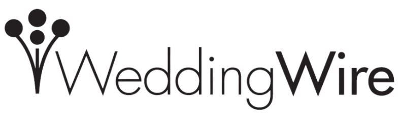 the wedding wire logo is black and white and looks like a flower .