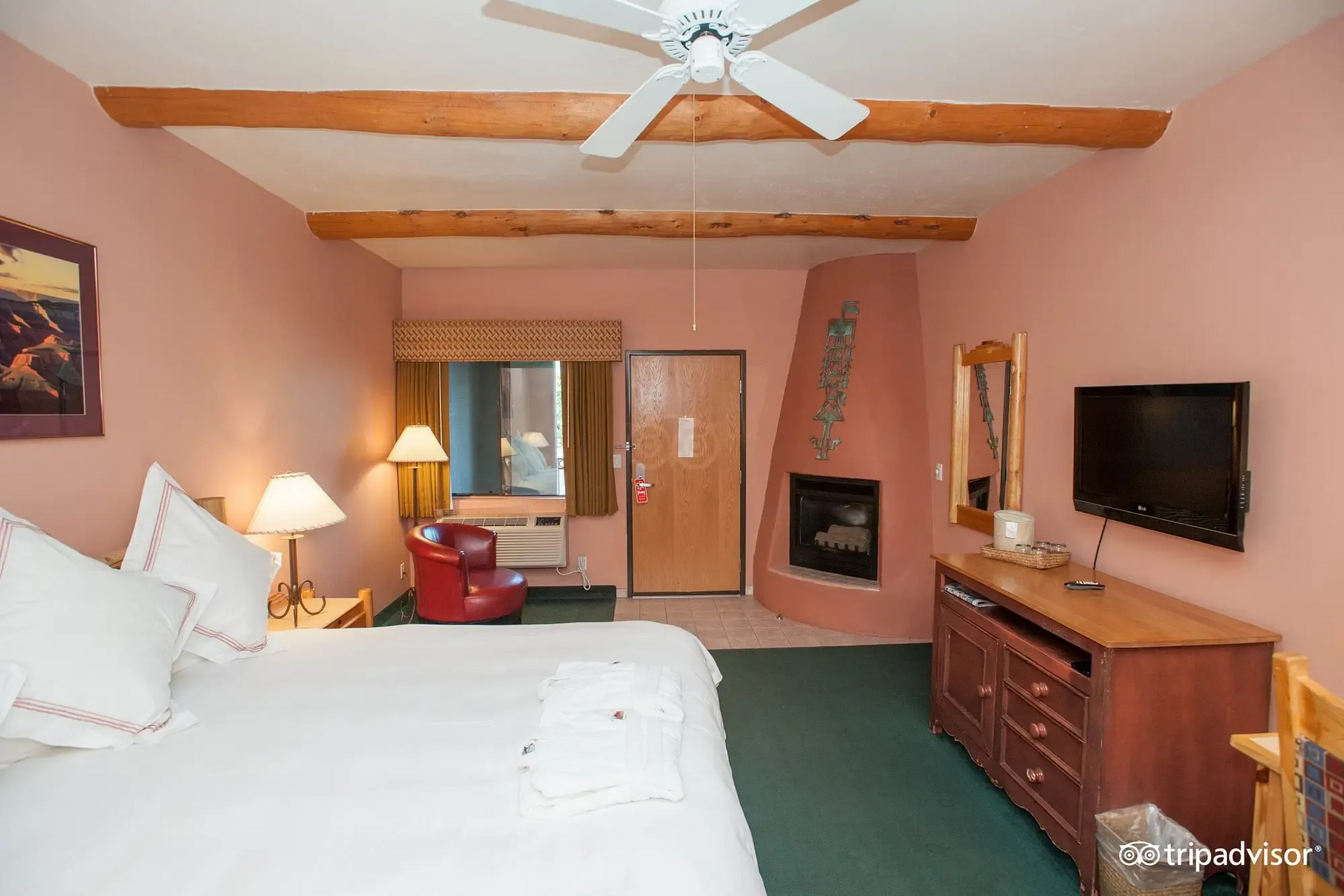  hotel with a fireplace in the room