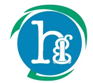 A blue and green circle with the letter h on it