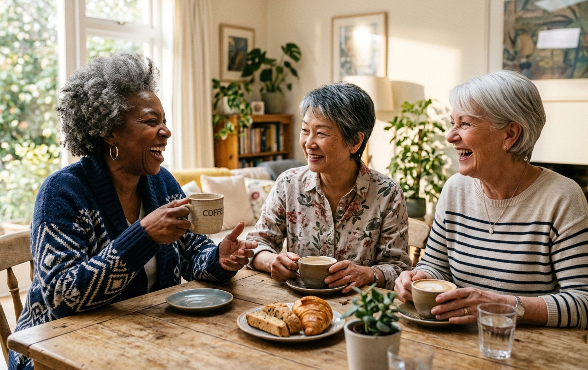 Coffee around table with friends