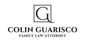 The logo for colin guarisco family law attorney is black and white.