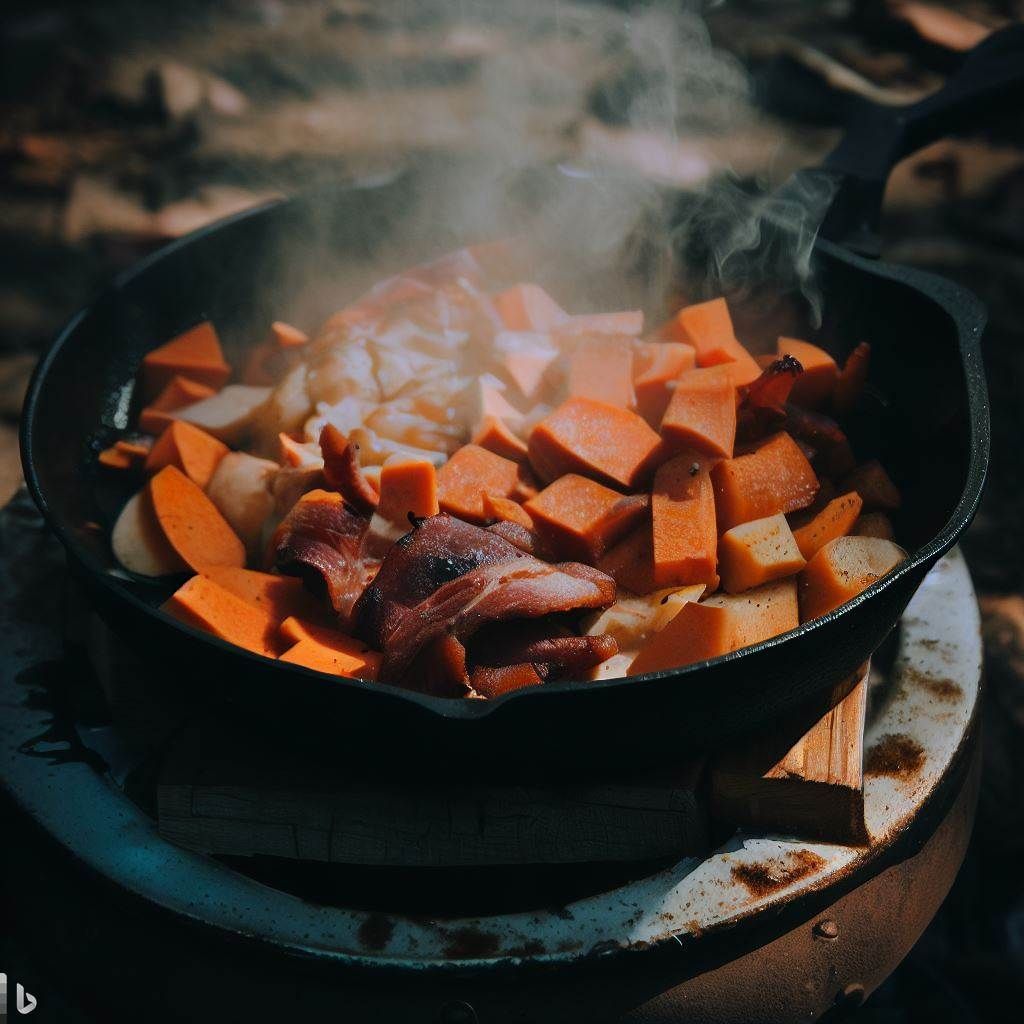 Apple Sweet Potato Hash - Campfire Cooking