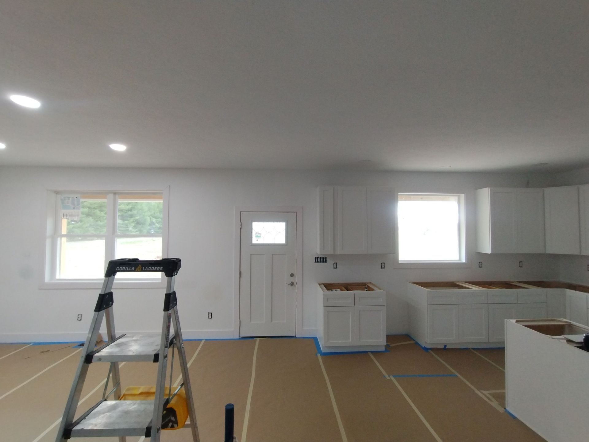 There is a ladder in the middle of the room.