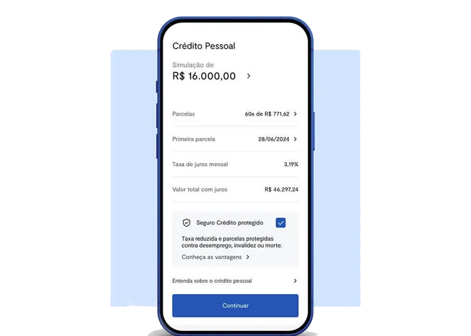 Tela do celular mostrando a confirmação de pagamento, com um total de R$ 15.000,00 e opções para revisar os detalhes e confirmar.