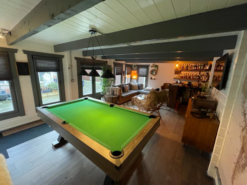 Garden bar with snooker table
