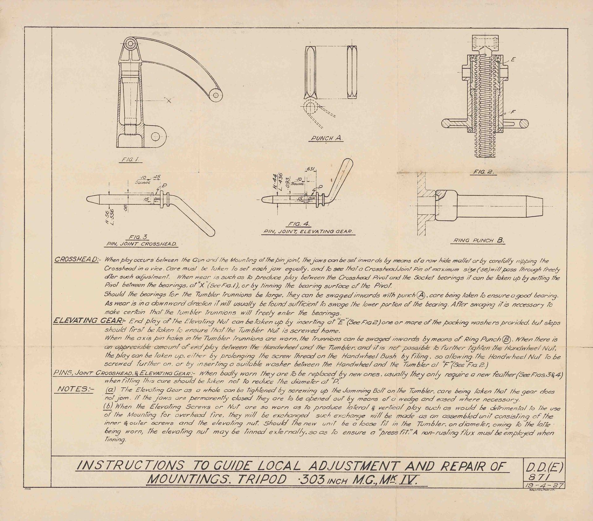 Adjustment and repair of tripod mountings .303 Machine gun Mk IV