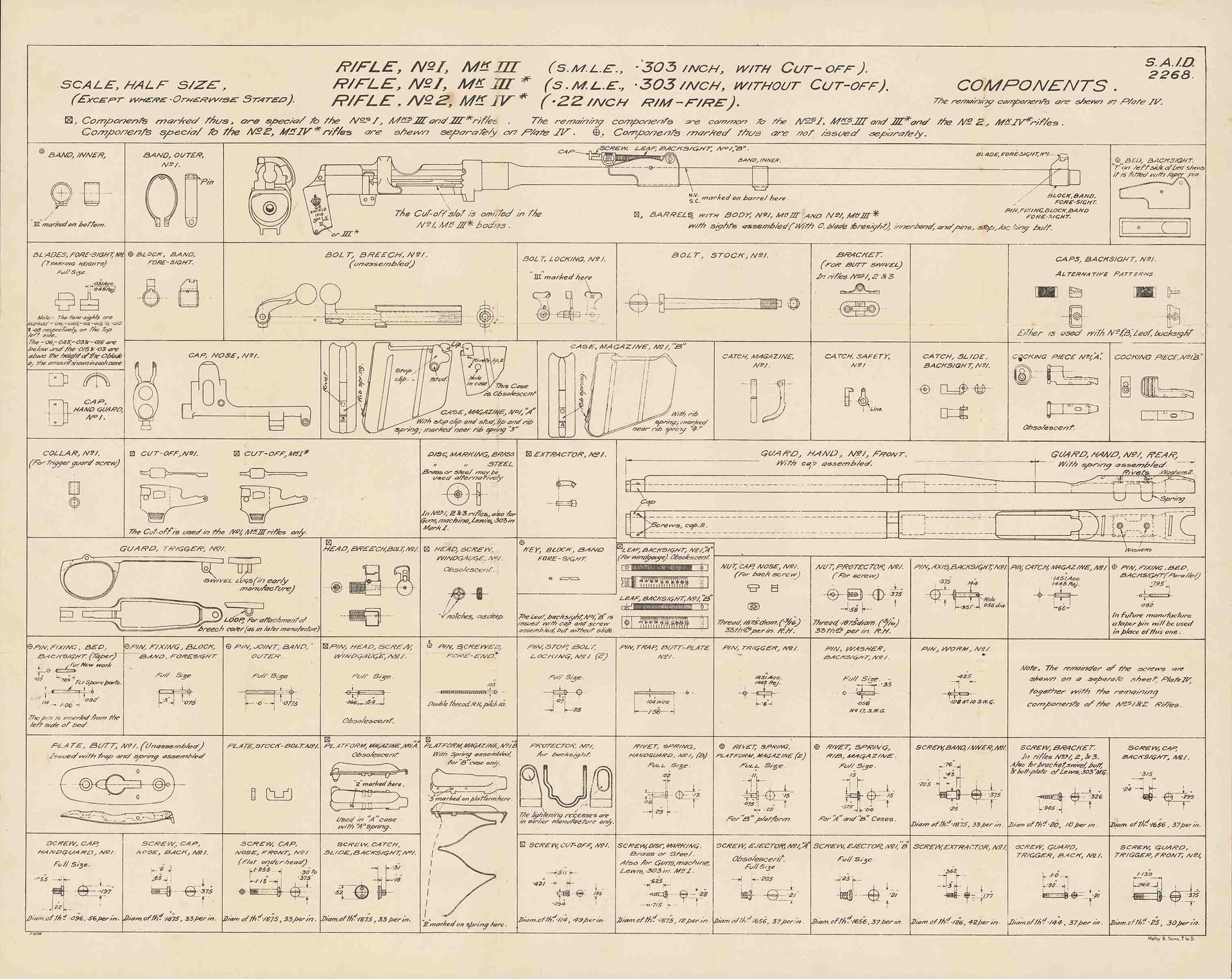 Rifle No1 Mk III .303 and Rifle No2 Mk IV .22 - Components 2268