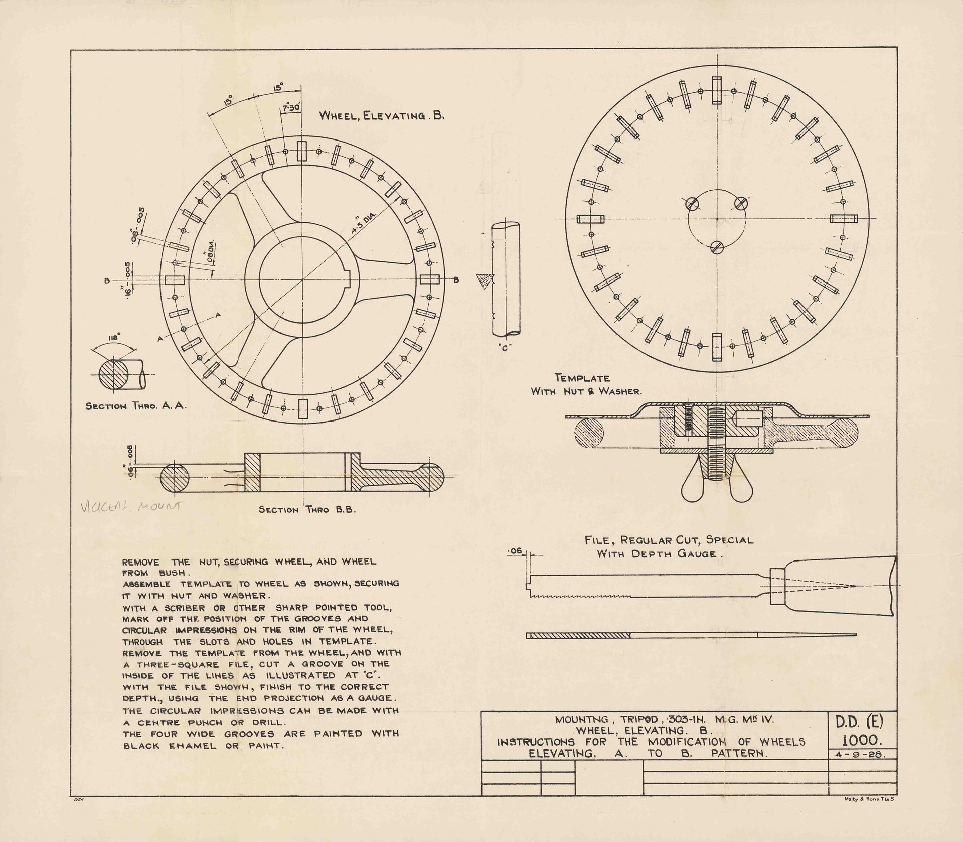 Tripod mounting wheel .303 machine gun Mk IV