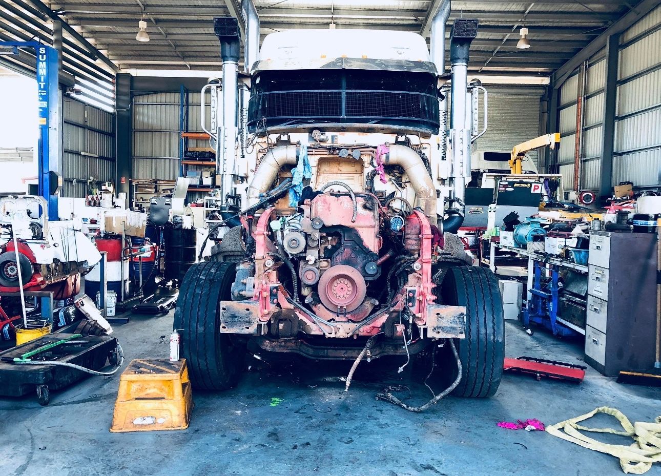 The front of a truck in a workshop with A Diesel Engine — All things Diesel NT in Tivendale, NT 