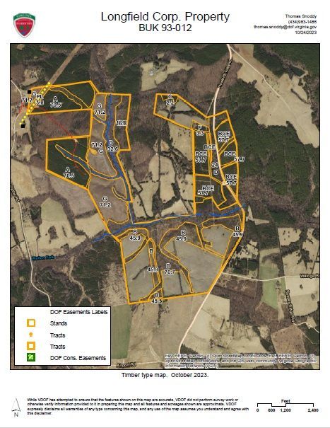 Map of Longfield Corp. property, featuring parcel outlines with labels, roads, and a legend for identification.