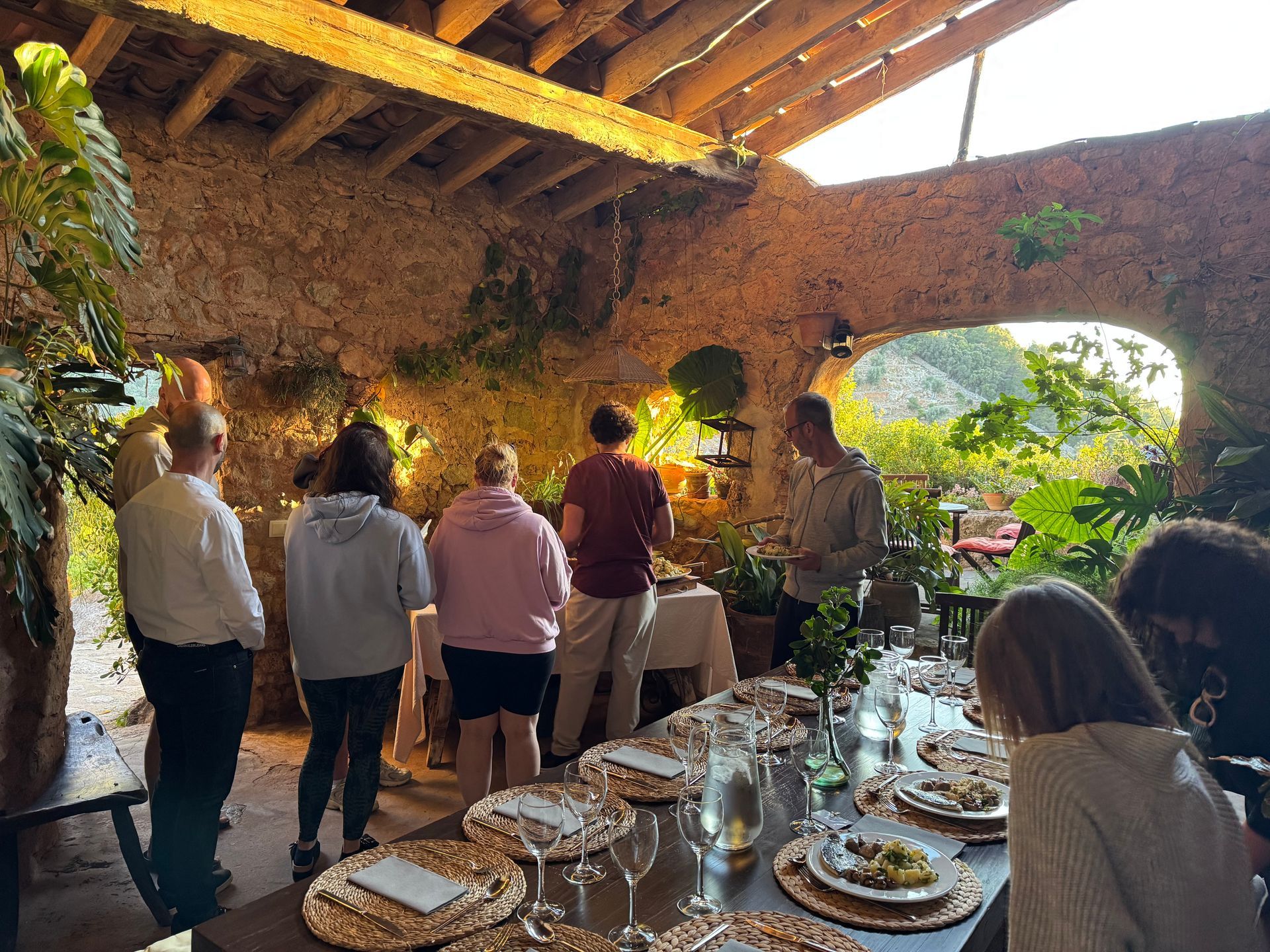 Delicious group dinner at Son Rullan Dragonfly Retreat