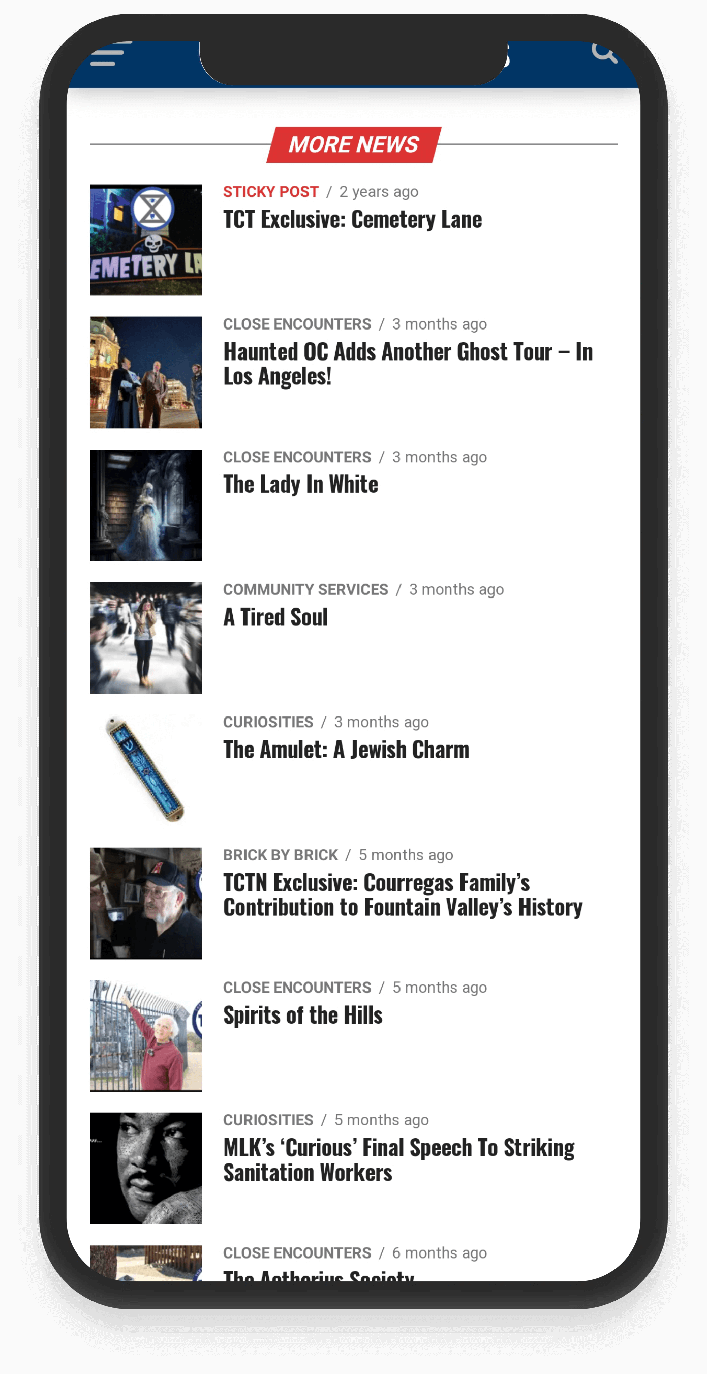These Curious Times website mobile view (designed by Silver Daniels Studios)