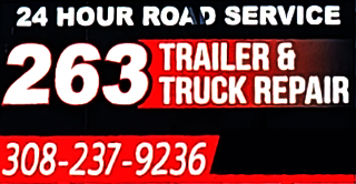 A sign that says 24 hour road service 263 trailer & truck repair