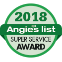 a green and white badge that says `` Angie 's list super service award '' .