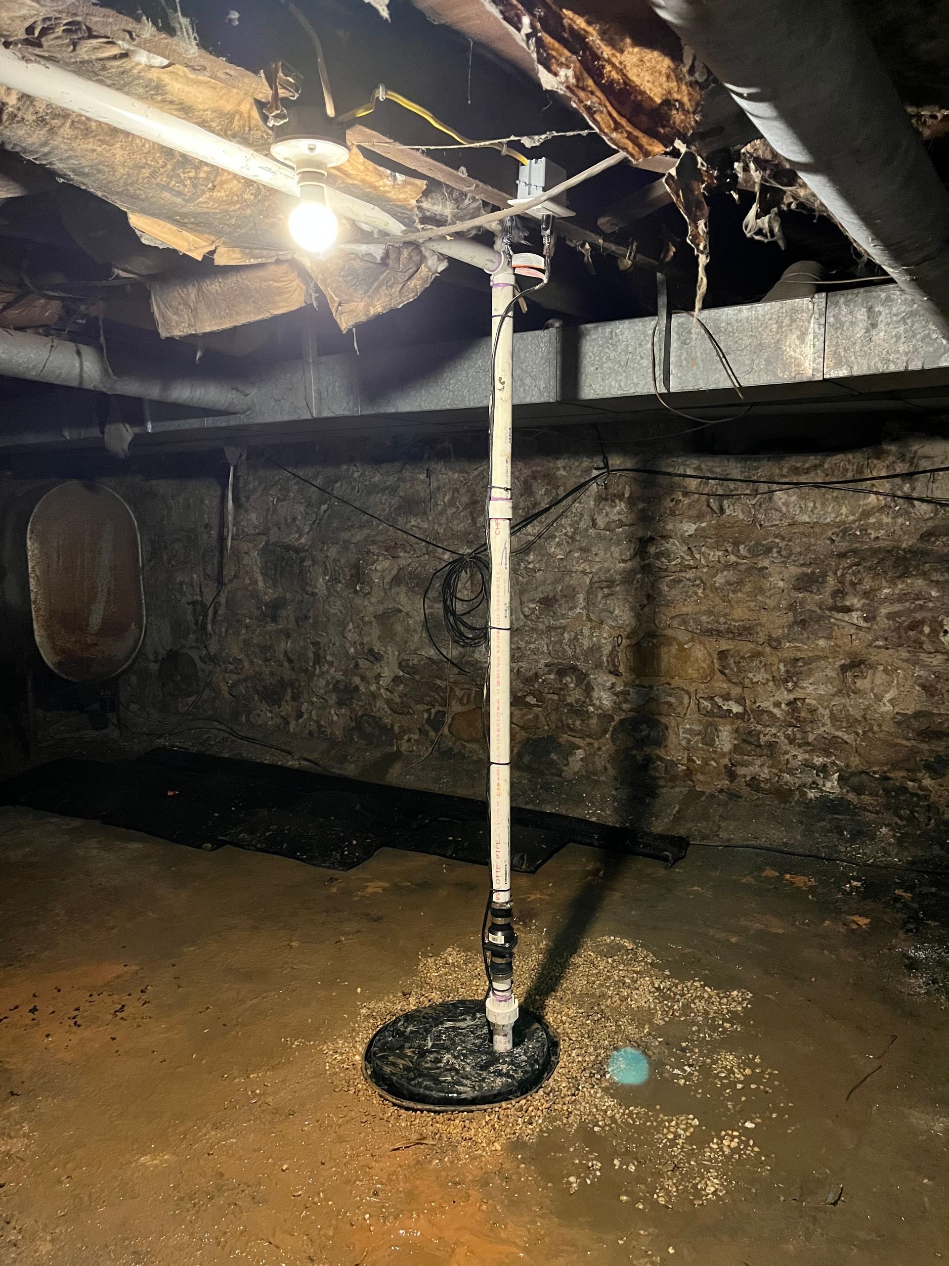 sump pump installed in basement