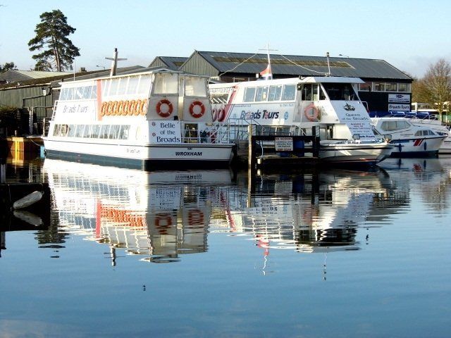 Sight-seeing  ferries for  trips on River Bure, Norfolk Broads.
