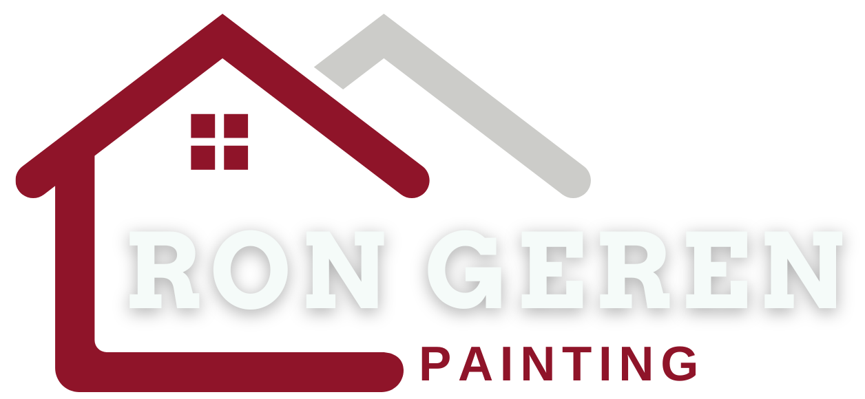 The logo for Ron Garen's painting shows a house with a red roof.