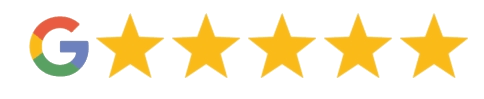 A google logo with five stars on a white background.