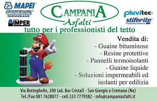 Il biglietto da visita di Campania asfalti e il disegno di Super Mario