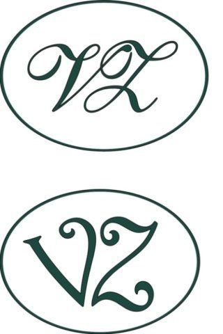 Due ovali verde scuro, ciascuno contenente le lettere stilizzate verde scuro 