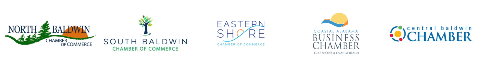 Logos for several business organizations including North Bay, South Baldwin, and Huntington Shore.