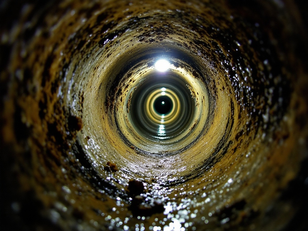 Inside a drain using CCTV camera.