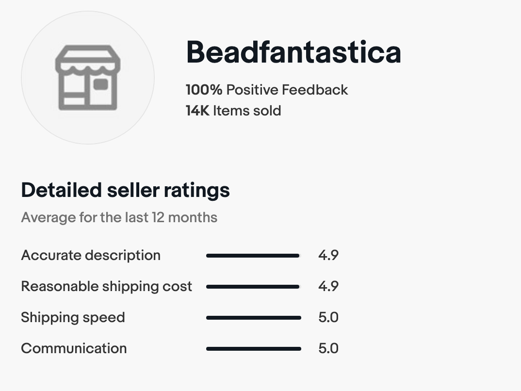 Screenshot from Ebay Store feedback