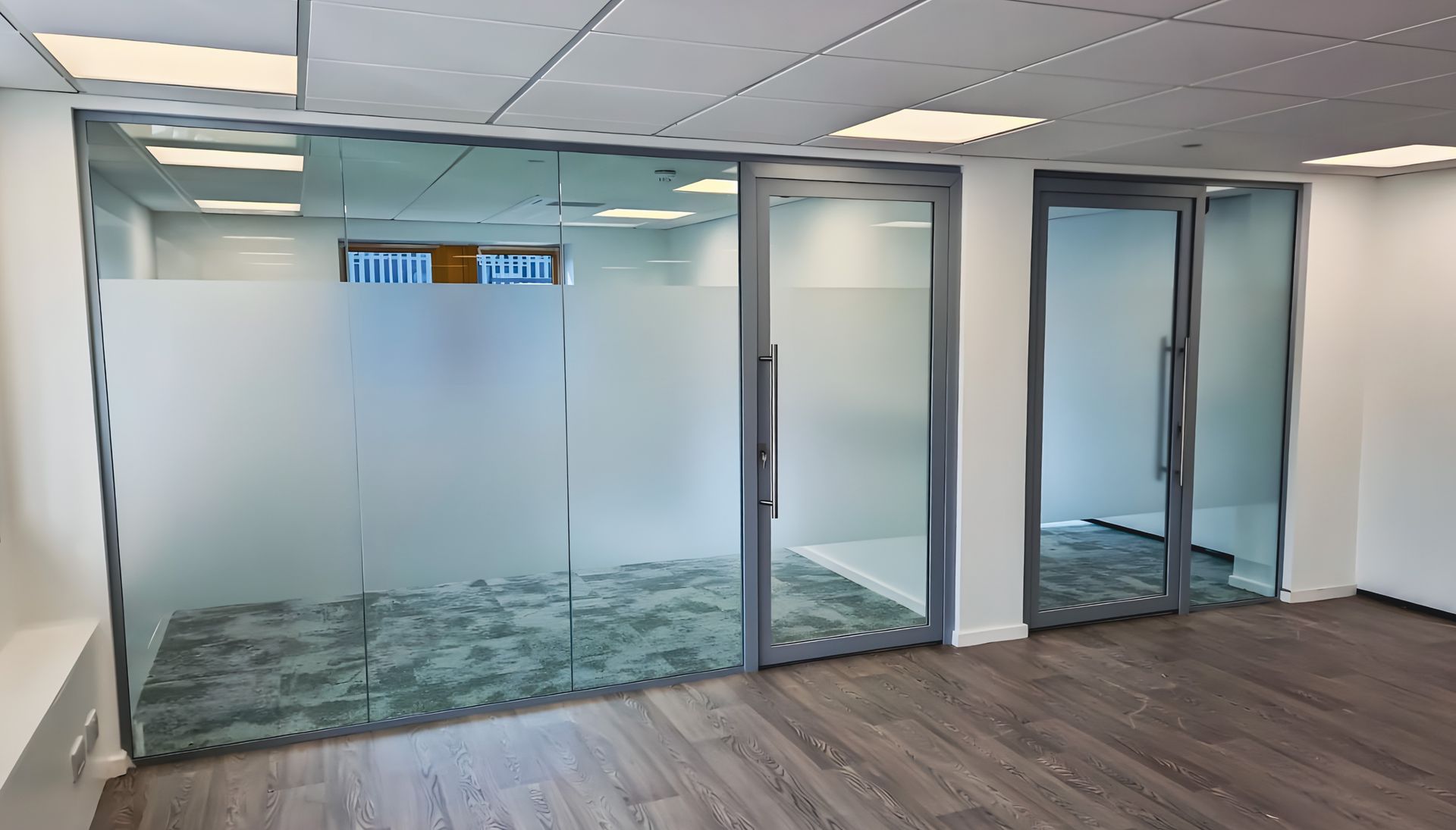 Acoustic Office Glass Partition Project with Acoustic Framed Glass Doors in Gosforth, Newcastle