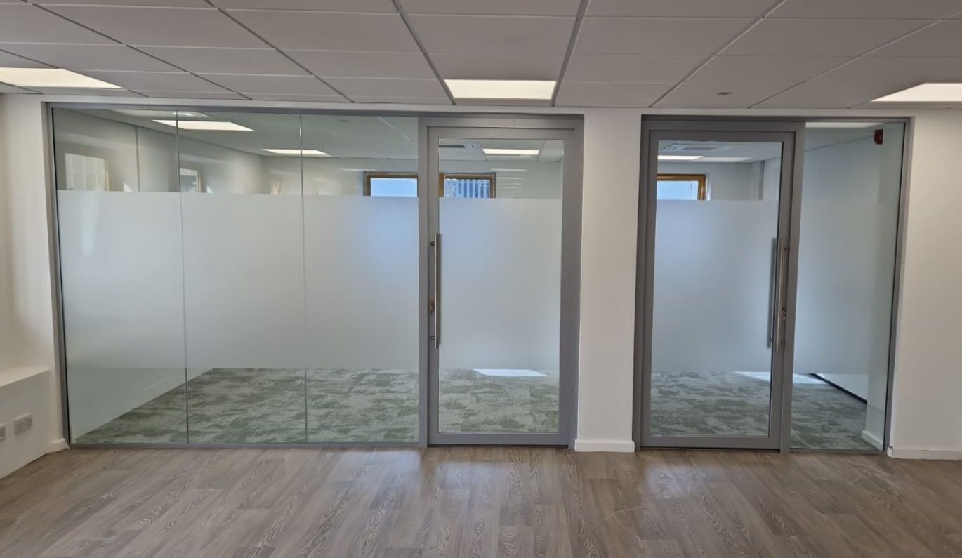 Acoustic Office Glass Partition Project with Acoustic Framed Glass Doors in Gosforth, Newcastle