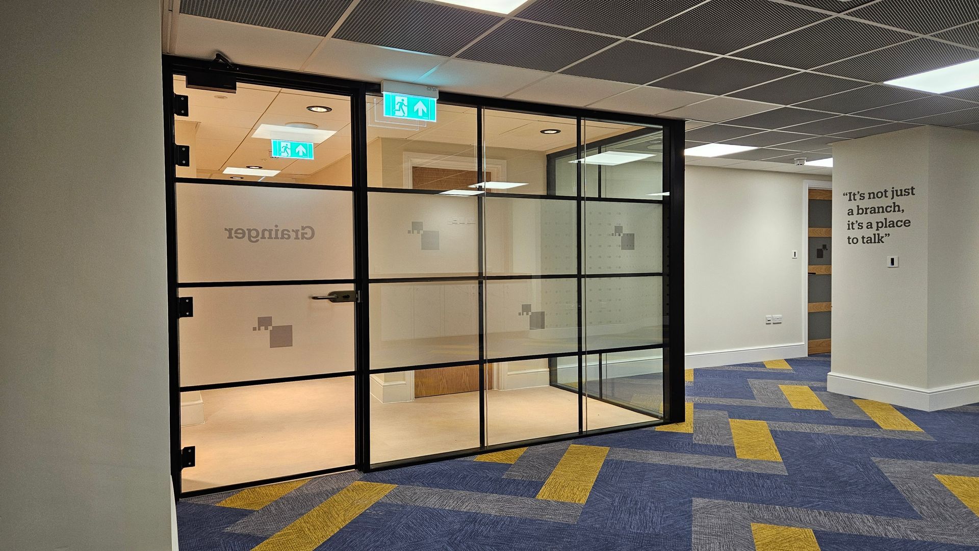 30/0 E30 double glazed fire screen with glass door for a commercial project In Newcastle upon Tyne 