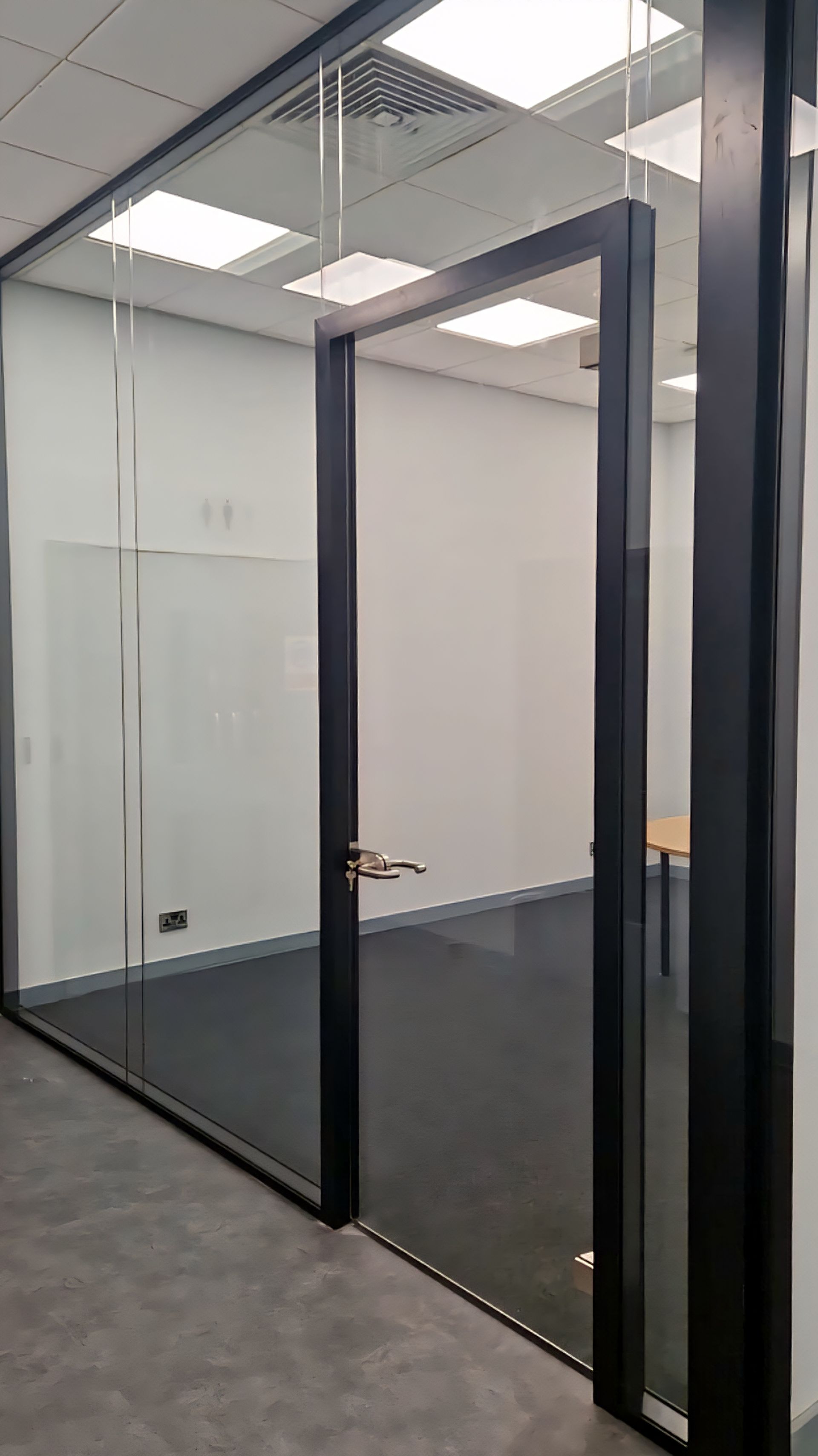 Double glazed office glass partitions incorporating glass doors in Washington, Sunderland