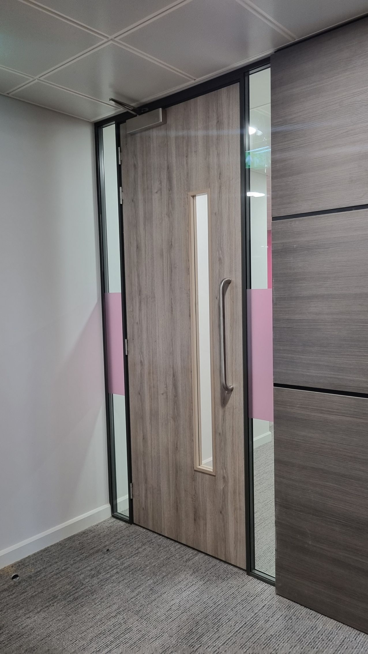 Double-Glazed Office Glass Partition with Timber Doors in Newcastle