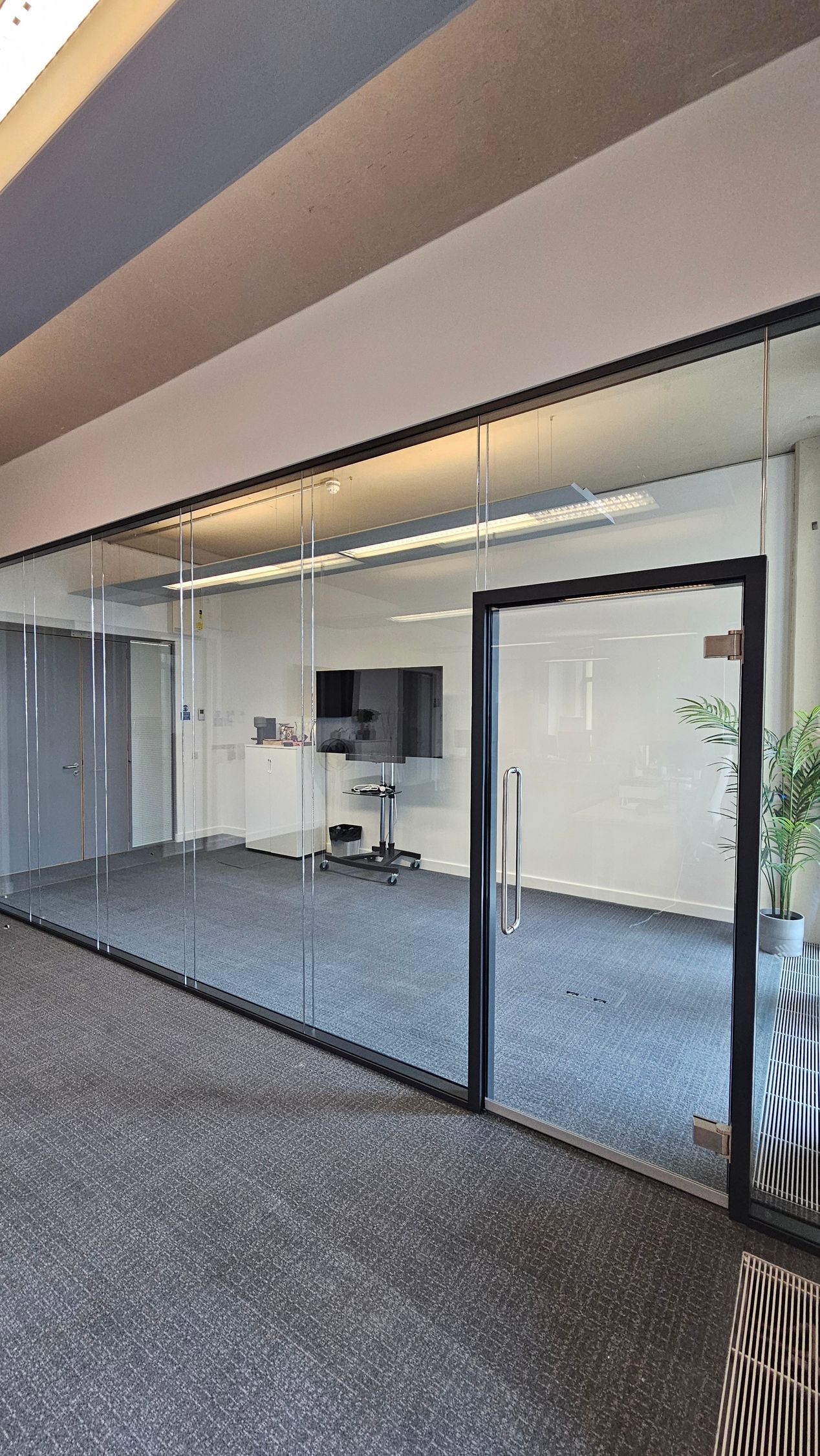 Double Glazed Glass Partition with Glass Door installed in Newcastle University Office Complex