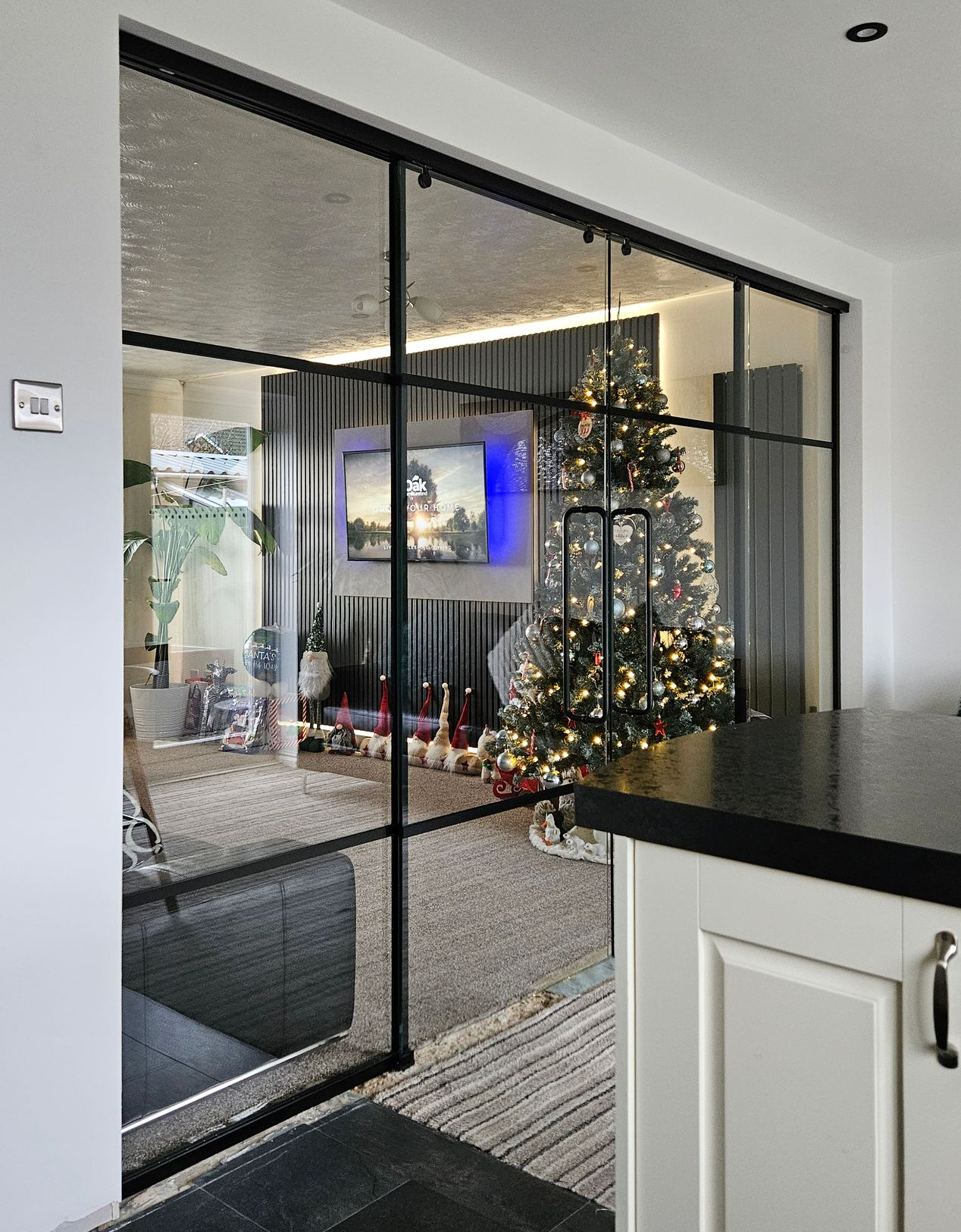 Frameless glass sliding doors installed in a residential property in Blyth, Northumberland